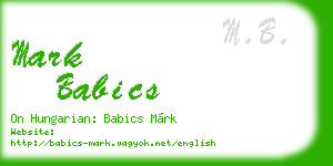 mark babics business card